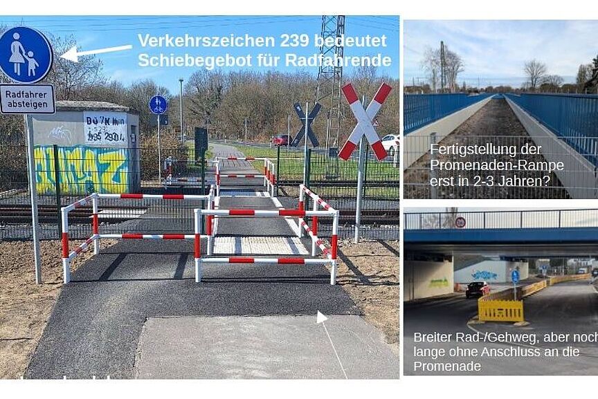 Titelbild für Brandbrief Umlaufsperren Bahnübergang Krefeld Fichtenhain und Baustopp Promenade