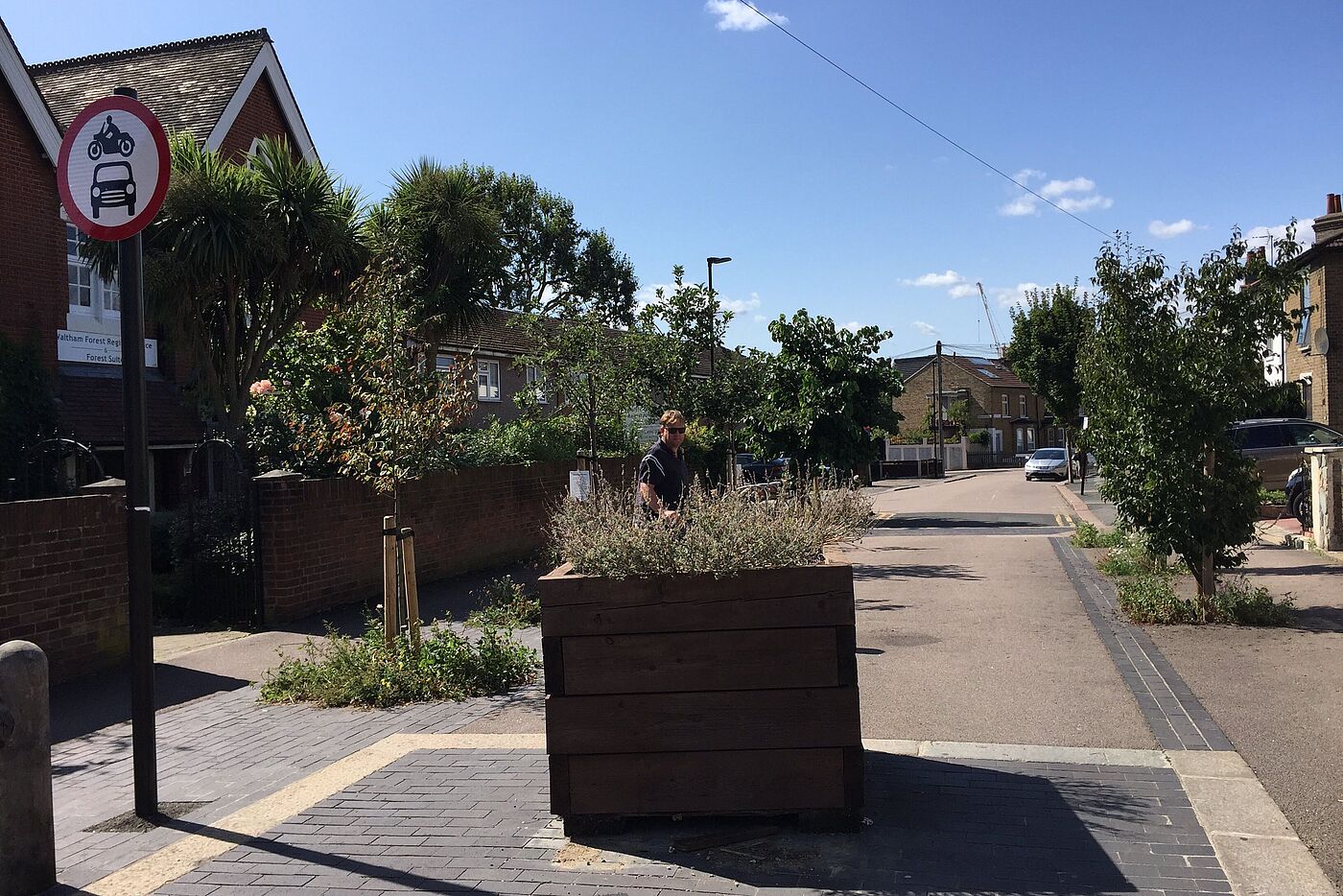 Blumenkübel wirken als Gestaltungselement und als modaler Filter. Blumenkübel wirken als Gestaltungselement und als modaler Filter.
