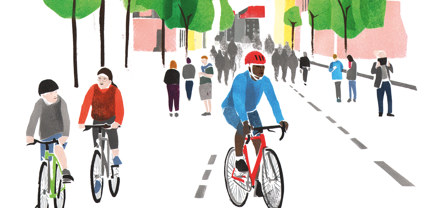 Illustration InnoRAD Autofreie Straßen Illustration InnoRAD Autofreie Straßen